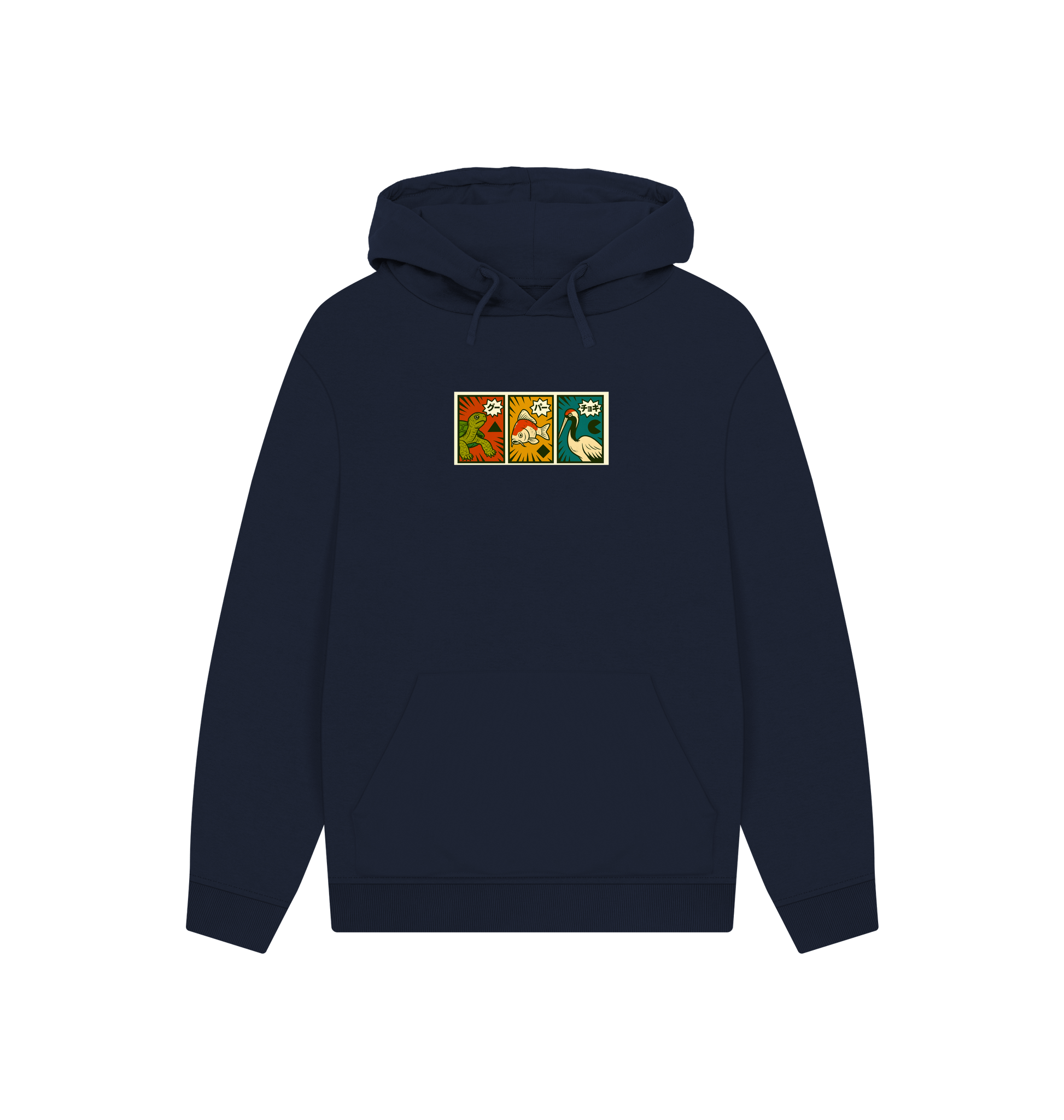 Navy Printed Hoody Front