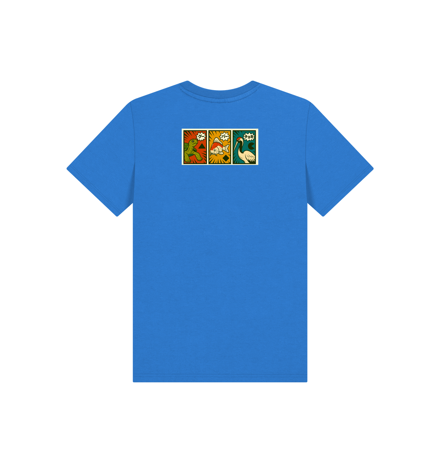 Bright Blue Printed Kids T-Shirt Back